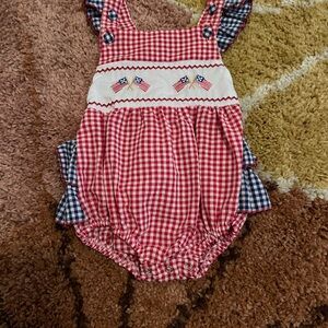 Red and Blue Checkered 12 month Romper